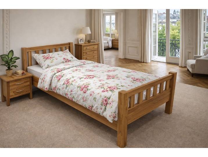 bv-vertrieb Bettgestell Komfortbett Eiche massiv geölt Holzbett 100x200 Komforthöhe #4280, Bettseitenhöhe 44cm