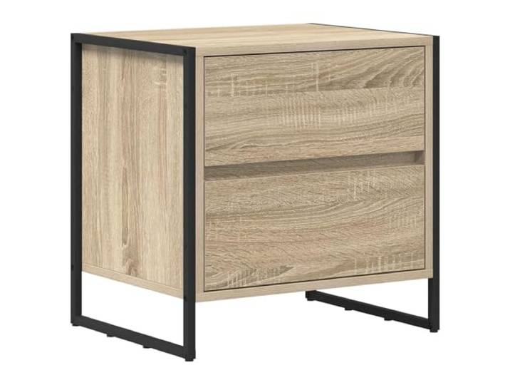 GHVBNMF Nachttisch Sonoma 50x39,5x50 cm Holzwerkstoff mit 2 Schubladen Stilvolle Nachtkommode im Industrie-Look für Schlafzimmer und Wohnraum. Bietet praktischen Stauraum mit Stahlgestell.