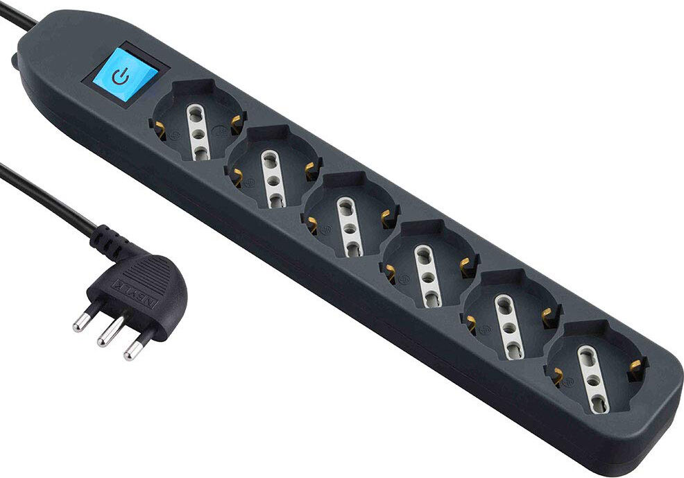 electraline 62074 Ciabatta Elettrica Multipresa 6 Posti Colore Nero - 62074