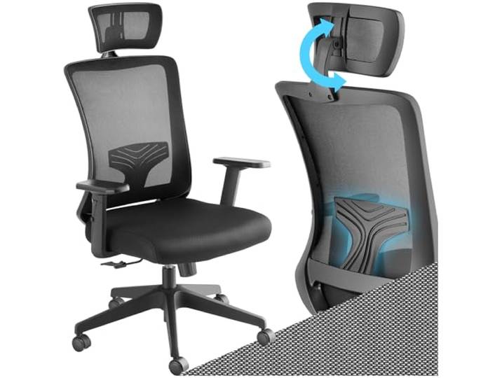 tectake® Bürostuhl ergonomisch mit Rückenstütze, ergonomischer Sessel, Stuhl, Office Chair Drehstuhl mit Rollen, Schreibtischstuhl für Home Office, Computerstuhl, für Gamer, PC Arbeit