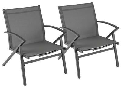 Costway Patio Chairs Set of 2 Lawn Chairs with Heavy Duty Metal Frame-Grey