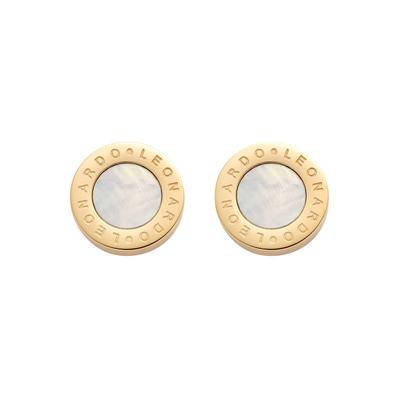 Paar Ohrstecker LEONARDO "Mauritia", weiß (gelbgoldfarben, perlmuttfarben), Ohrringe, Damen, 10mm, Edelstahl, mit Perlmutt