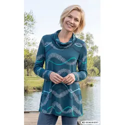 Viskose-Shirt in Druck petrol in Größe 48/50 von DW-Shop, Petrol, 48/50