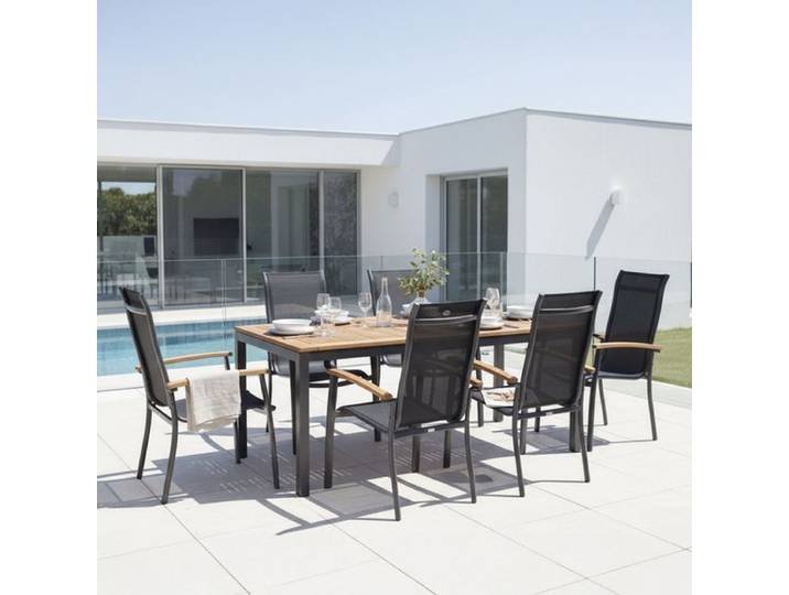 Hartman Alice Gartenmöbel-Set L (6 Plätze) Tisch 150/210x90cm Dunkelgrau