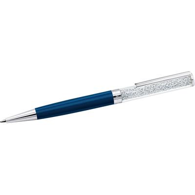 Drehkugelschreiber SWAROVSKI "Crystalline", blau (kristallweiß, blau), Stifte, Metall, mit Swarovski Kristallen
