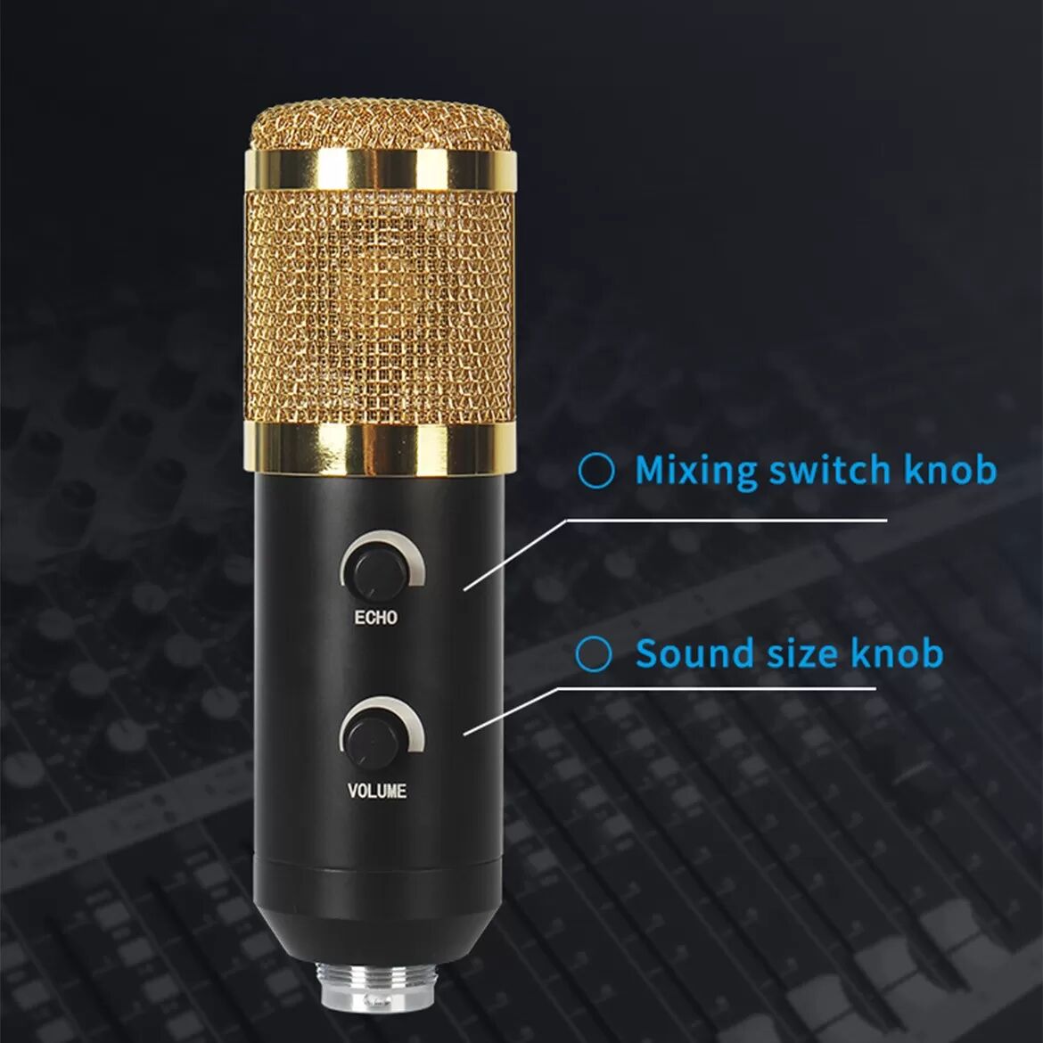 INF Kit Microphone Condensateur USB avec Contrôle du Volume et de la Réverbération pour PC