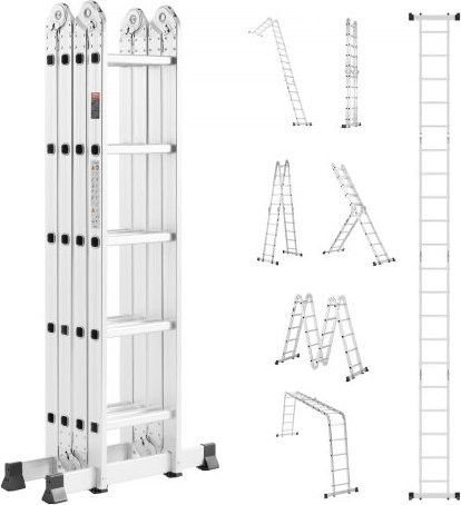 VEVOR Multifunctionele 7-in-1 Ladder, Verstelbare A-frame Telescopische Ladder, 5750 mm, Draagvermogen 150 kg, voor Buitengebruik