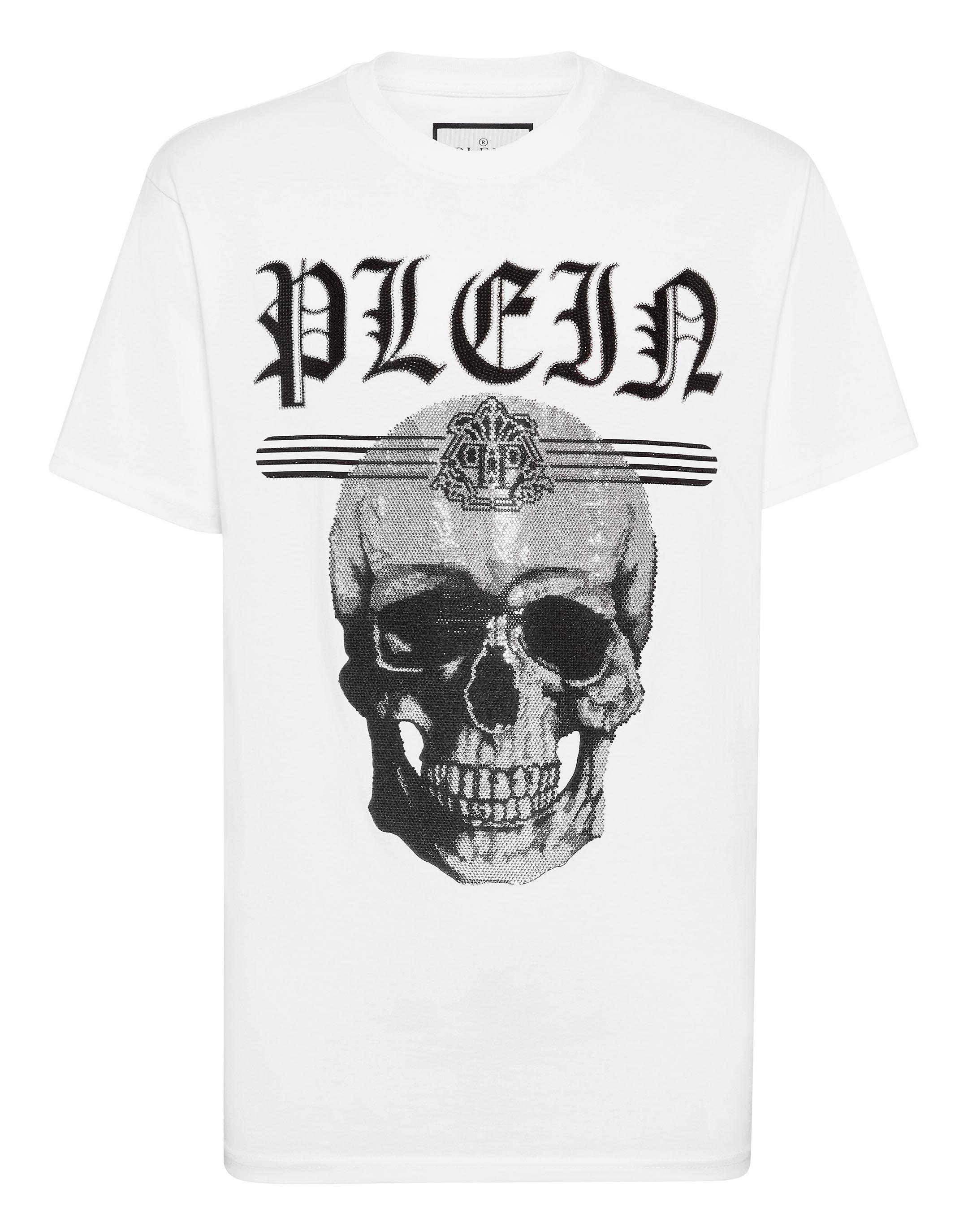 Philipp Plein T‑Shirt mit Rundhals und Tattoo-Motiv - Weiß