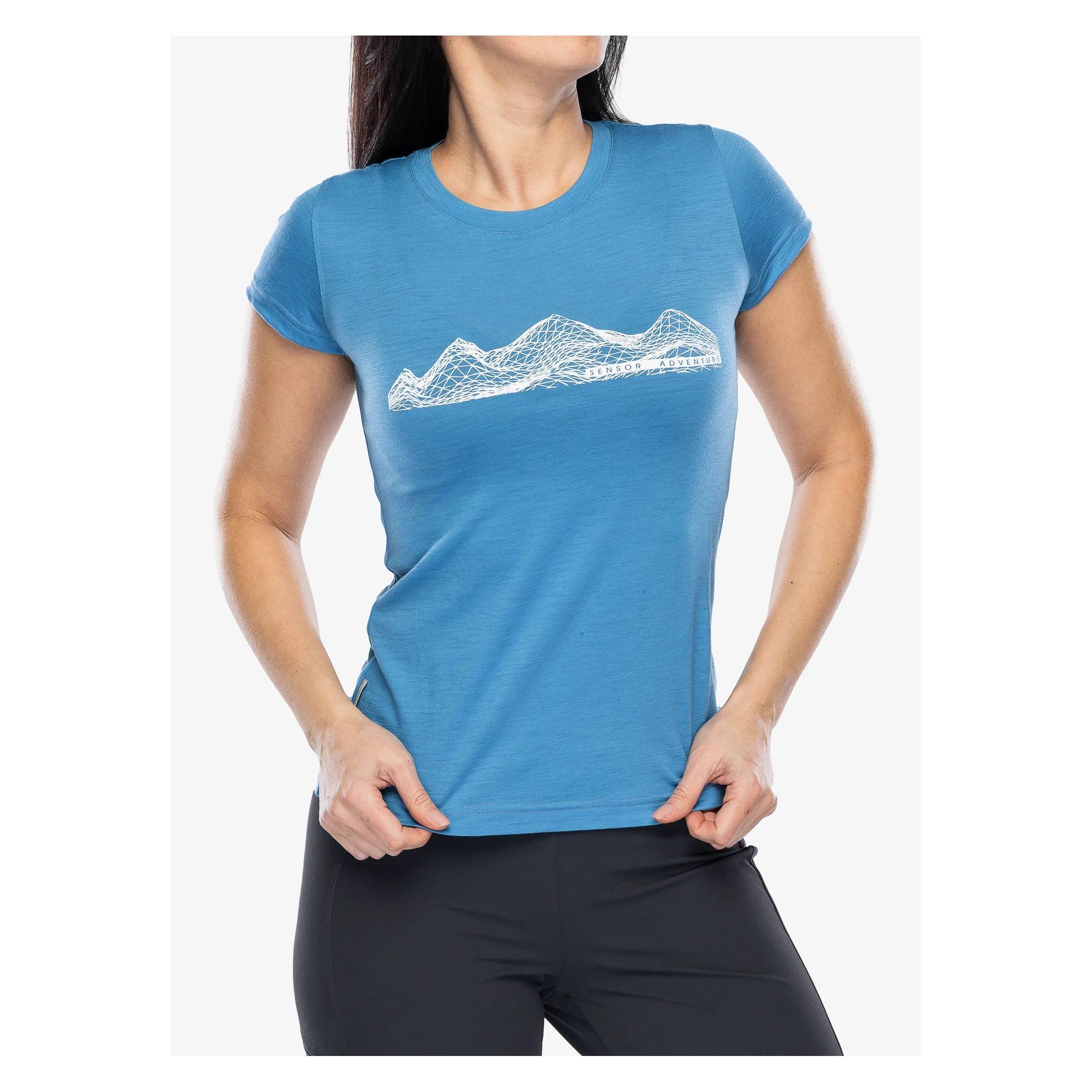 Koszulka damska Sensor Merino Active PT Tee S/S - blue mountains rozmiar: m (M) (37368)