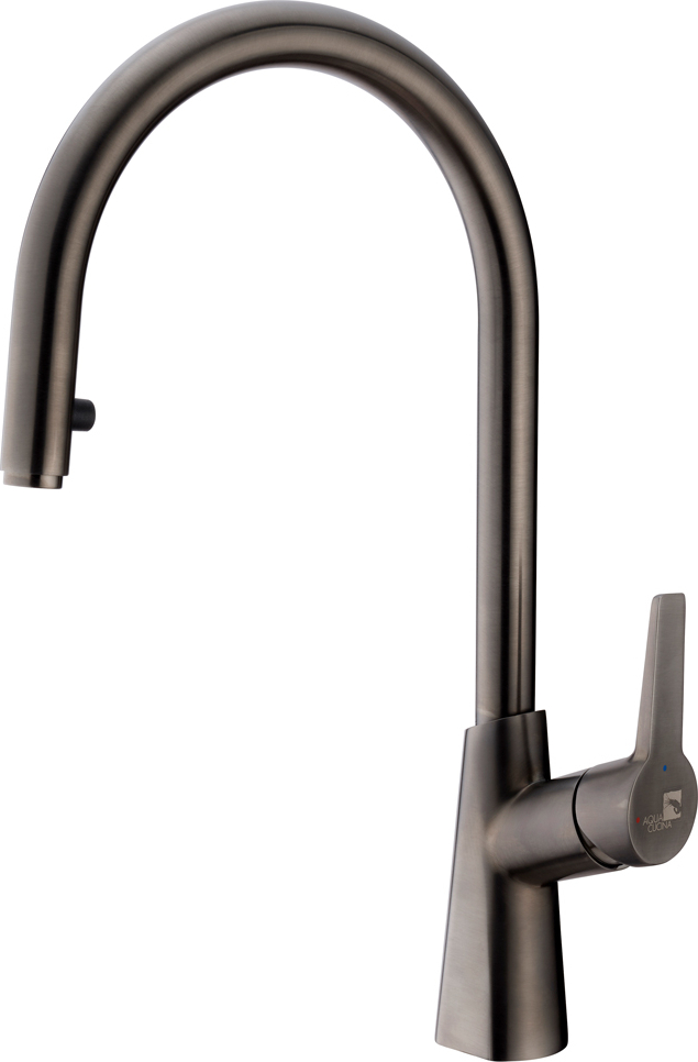 AquaCucina 89076-GU Armatur CAB in GUNMETAL mit Zugauslauf / Küchenarmatur / Einhebelmischer