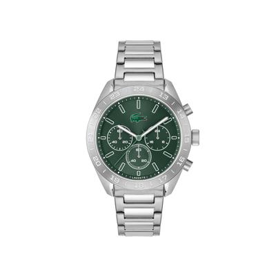 Chronograph LACOSTE "BOSTON", grün (silberfarben, grün), Armbanduhren, Herren, Chronograph, Quarzuhr, Armbanduhr, Herrenuhr, Edelstahlarmband, analog