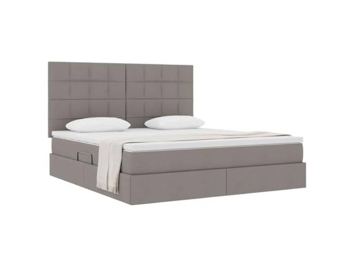 KTHLBRH Boxspringbett Taupe 160 x 200 cm mit Matratze Hydraulisches Heben, Gestell aus Metall, Kunstleder, Höhe 48,5 cm, maximale Belastung 280 kg