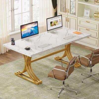 1Easylife 63'' Executive Computer Desk, Rectangular Office Desk, Large Writing Table for Home Office
