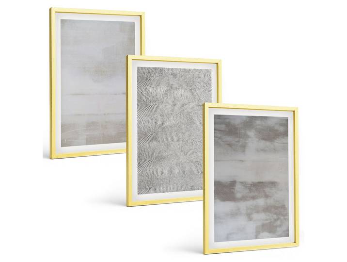 BILDER SET 3er Set - 40x60 cm Goldrahmen - Moderne minimalistische Texturen