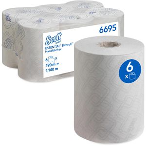 Scott Handtuchrollen Essential Slimroll, 6695, 1-lagig, weiß, 20cm x 190m, 6 Rollen