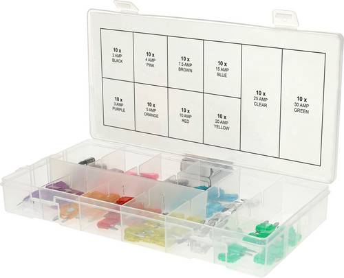 KS Tools 970.0740 Kfz Mini Flachsicherung 2 A, 3 A, 4 A, 5 A, 7.5 A, 10 A, 15 A, 20 A, 25 A, 30A 100 Teile