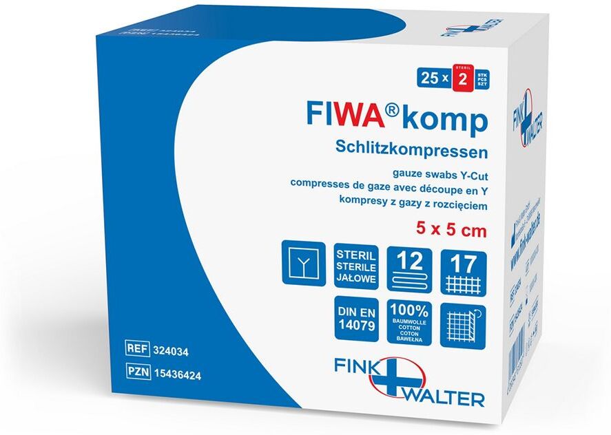FIWA Schlitzkompressen 5x5 cm steril 12fach 25x2 St Kompressen