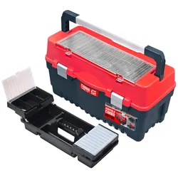 PROREGAL Werkzeugkoffer L | HxBxT 33x59,5x29cm | Polypylen | Schwarz/Rot