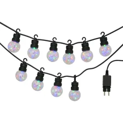 WellHome - Mehrfarbige Lichterkette mit G50-Glühbirnen und Timer, 10 Glühbirnen, 5 Meter Kabel
