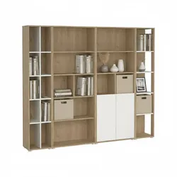 Dmora Litvjak - Wohnwand, 241x34x205h cm Eichebraun, 21 Regale