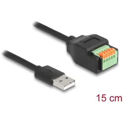 DeLOCK USB 2.0 Kabel Typ-A Stecker zu Terminalblock Adapter mit Drucktaster 15 cm