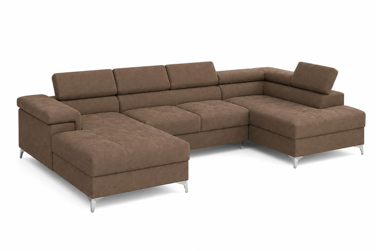 Tegre Michael-Angelo U-vormige chaise longue met opbergruimte, bruin, B/D/H: 345 x 90 x 202 cm