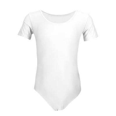Turnanzug AQUARTI "Body Mädchen Gymnastikanzug Kurzarm", Kinder, Gr. 140, weiß, Obermaterial: 80% Polyamid PA. 20% Elasthan EL., Sportanzüge