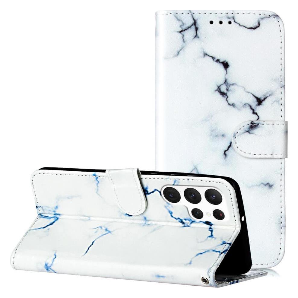 Cover-Discount Leder Etui Hülle Marble weiss (Samsung Galaxy S24 Ultra) (660163452J)