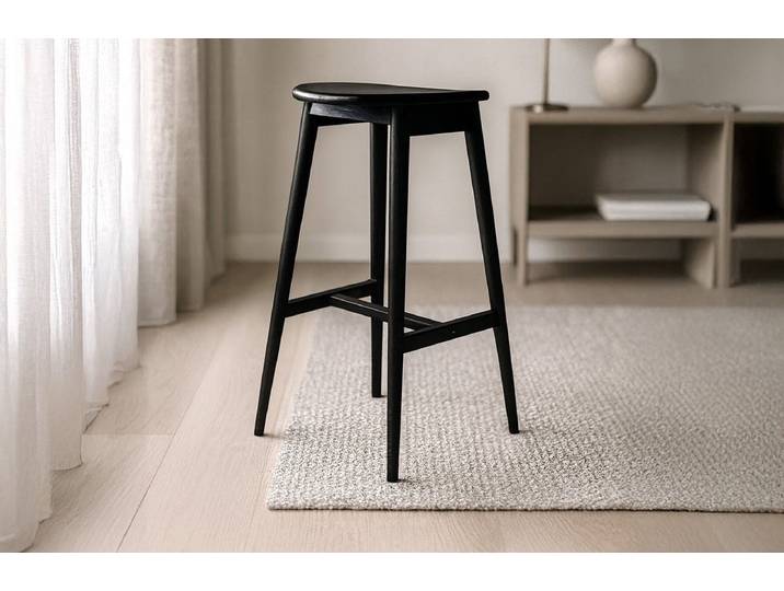 Barhocker Alice - aus Gummibaumholz für Küche & Bartisch - Schwarz - Luxusbetten24