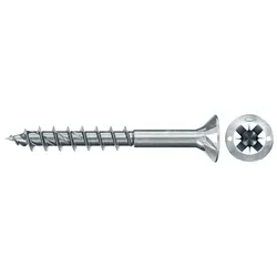 Fischer Spanplattenschraube 3,5x35 PowerFast FPF II CZP BC, Senkkopf, Kreuzschlitz PZ, Teilgewinde - 670116