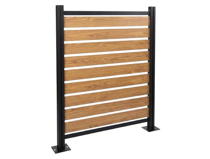 Mendler Alu Mülltonnen-Zaun HWC-K57 erweiterbar 130x110x6cm - Hellbraun