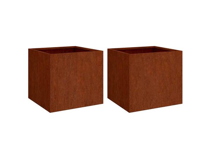 vidaXL Hochbeet 49/47/46 cm, aus Cortenstahl, Rostig, 2er-Set, Rostfarben, Metall, 47x46x49 cm, Gartenzubehör, Hochbeete