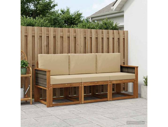 vidaXL Outdoor-Sofagarnitur 3 stk. Natur