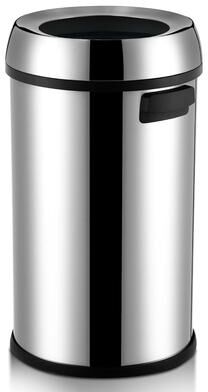 YUN Large Open-Top Trash Can, Round Stainless Steel Bin for Commercial or Outdoor Heavy-Duty Use