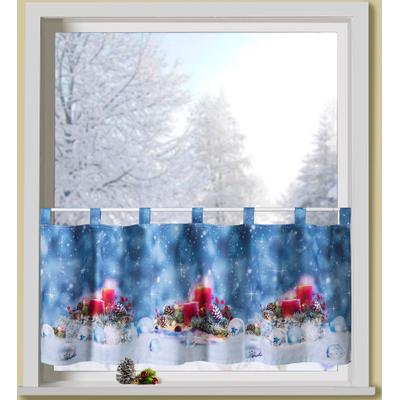 Scheibengardine WECKBRODT "rote Kerzen", bunt (multi), B:120cm H:45cm, Microfaser, Polyester, Gardinen, Bistro, Microsatin, Weihnachten, HxB 45x120cm, Gardine, Store