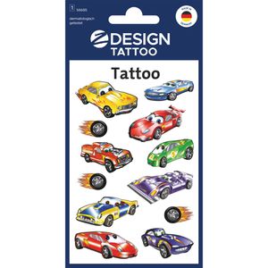 Zweckform Temporäre-Tattoos Z-Design 56685, farbig, Autos, 1 Blatt à 7,6 x 12 cm, 9 Tattoos