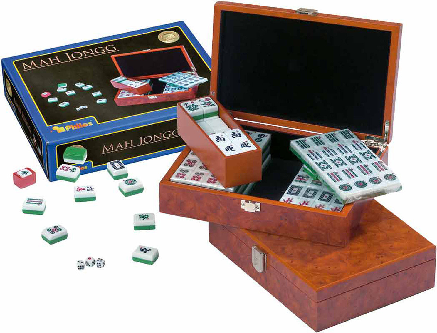 Philos Mahjong Designbox voor 4 spelers vanaf 8 jaar zonder cijfers
