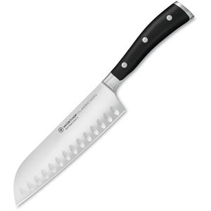 Wüsthof Santokumesser Classic Ikon 1040331317, 17 cm Edelstahlklinge mit Kullenschliff, Kunststoffgriff