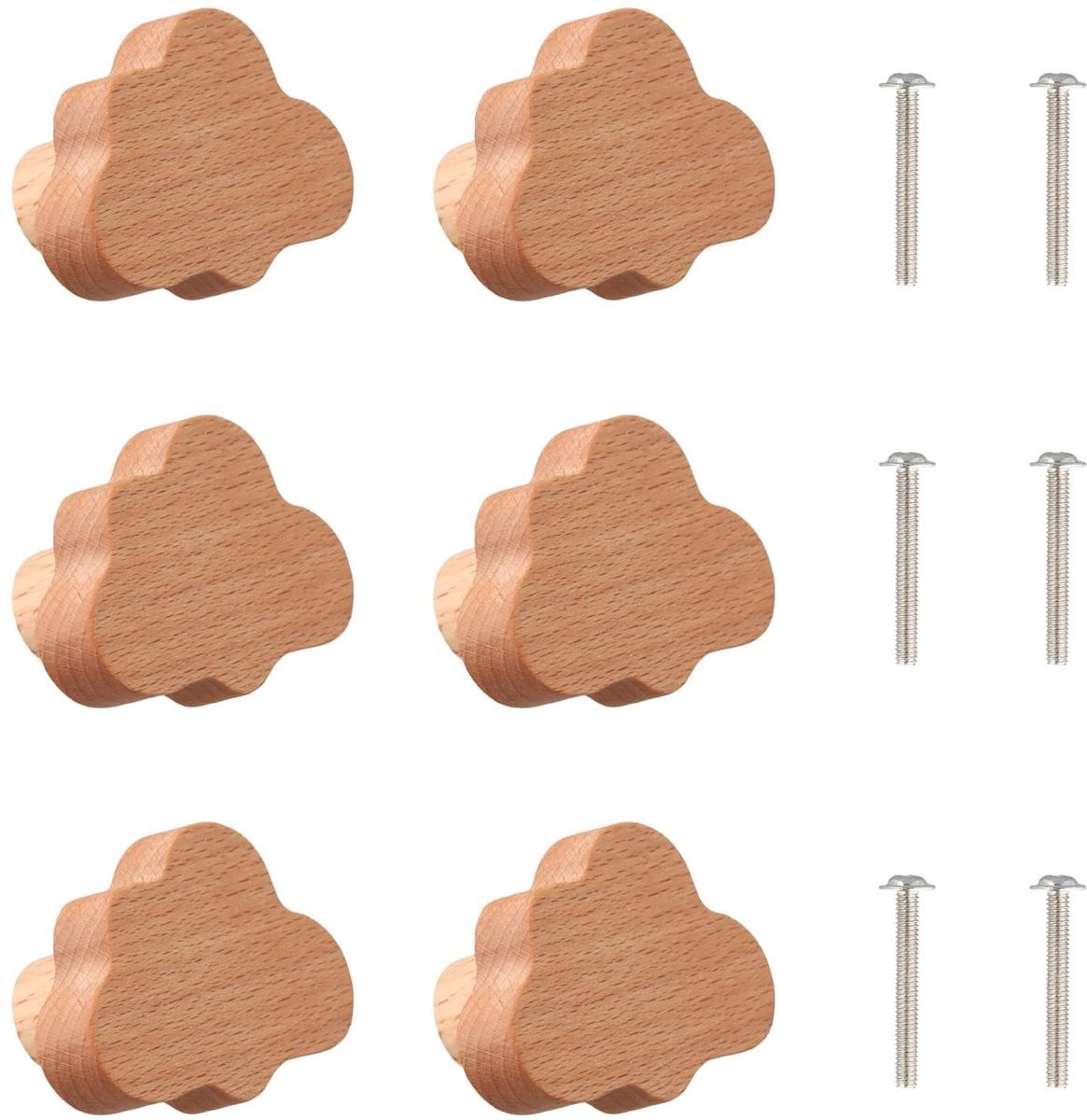 Set van 6 houten meubelknoppen voor kasten van Omgoods
