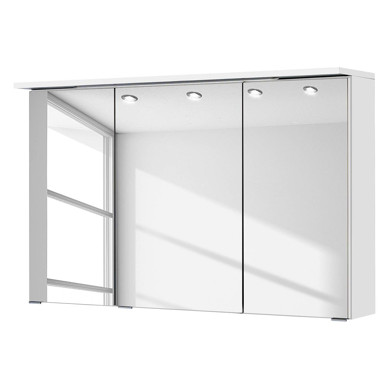 Lomadox Moderne Witte Spiegelkast voor de Badkamer met LED-verlichting en Interne Planken