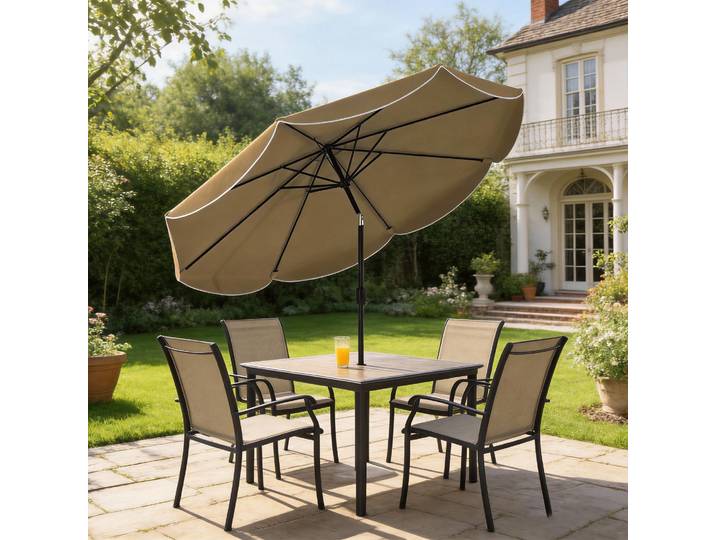 Outsunny Parasol Extérieur Ø2,7m Réglable 3 Positions Kaki