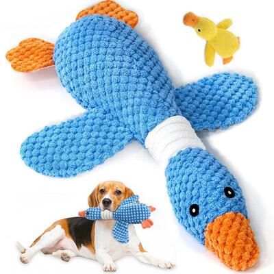 DynamicDeals Interactive Dog Chew Toy Plush Squeaky Pet Toy For Aggressive Chewers & Playful Cats yellow