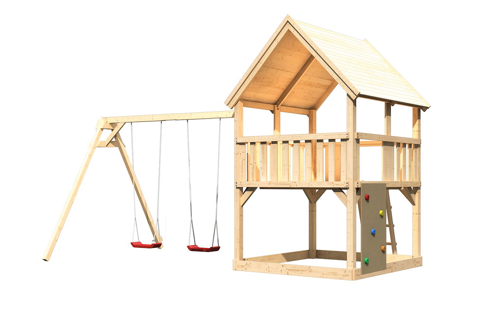 KARIBUHOLZT Akubi Spielturm Luis natur DS+Kletterwand 16938197