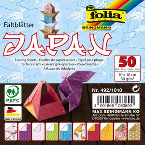 Folia Faltblätter 492/1010 Japan, 10 x 10cm, 80g/m², 10 Motive sortiert, 50 Blatt