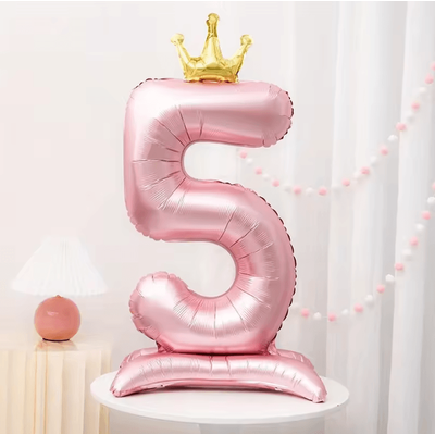 Elegant 40 Inch Number Balloons Princess Birthday Balloons With Pink Crown Balloons For Party Decoration 5