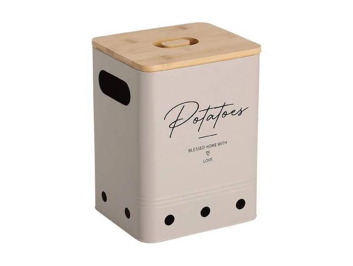 Vorratsdose ZELLER PRESENT Kartoffelbehälter Potatoes 5100 ml , beige (beige, braun, grau), B:15,8cm H:24cm L:18cm, Metall, Lebensmittelaufbewahrungsbehälter, Vorratsdose