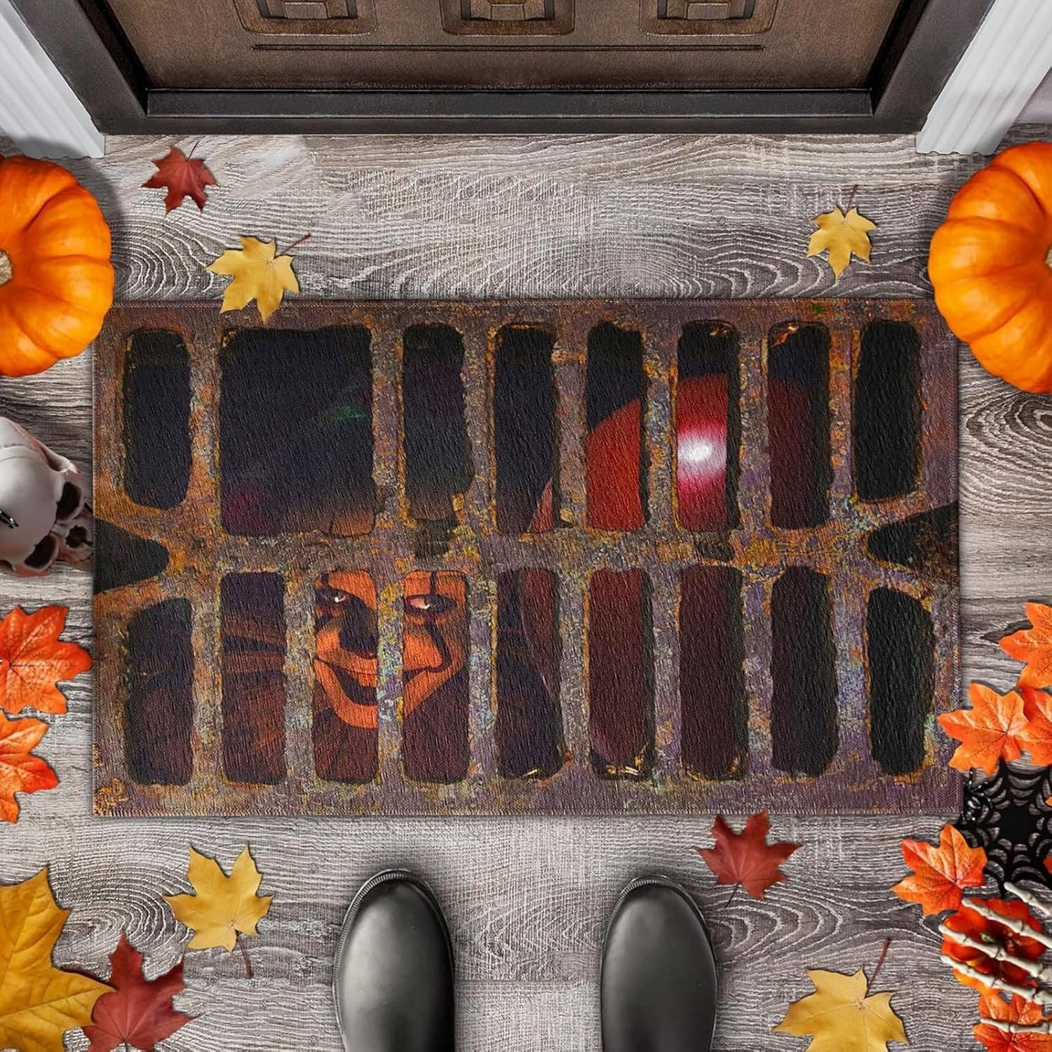 Halloween deurmat met 3D-effect, antislip vloerkleed voor buiten, schrikwekkende en grappige decoratie voor je entree