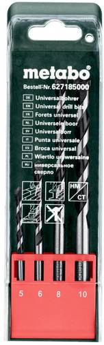 Metabo 627185000 4teilig Universal-Bohrersortiment Holz, Stein, Beton, Metall, Kunststoff, Buntmetall 5 mm, 6 mm, 8 mm, 10mm