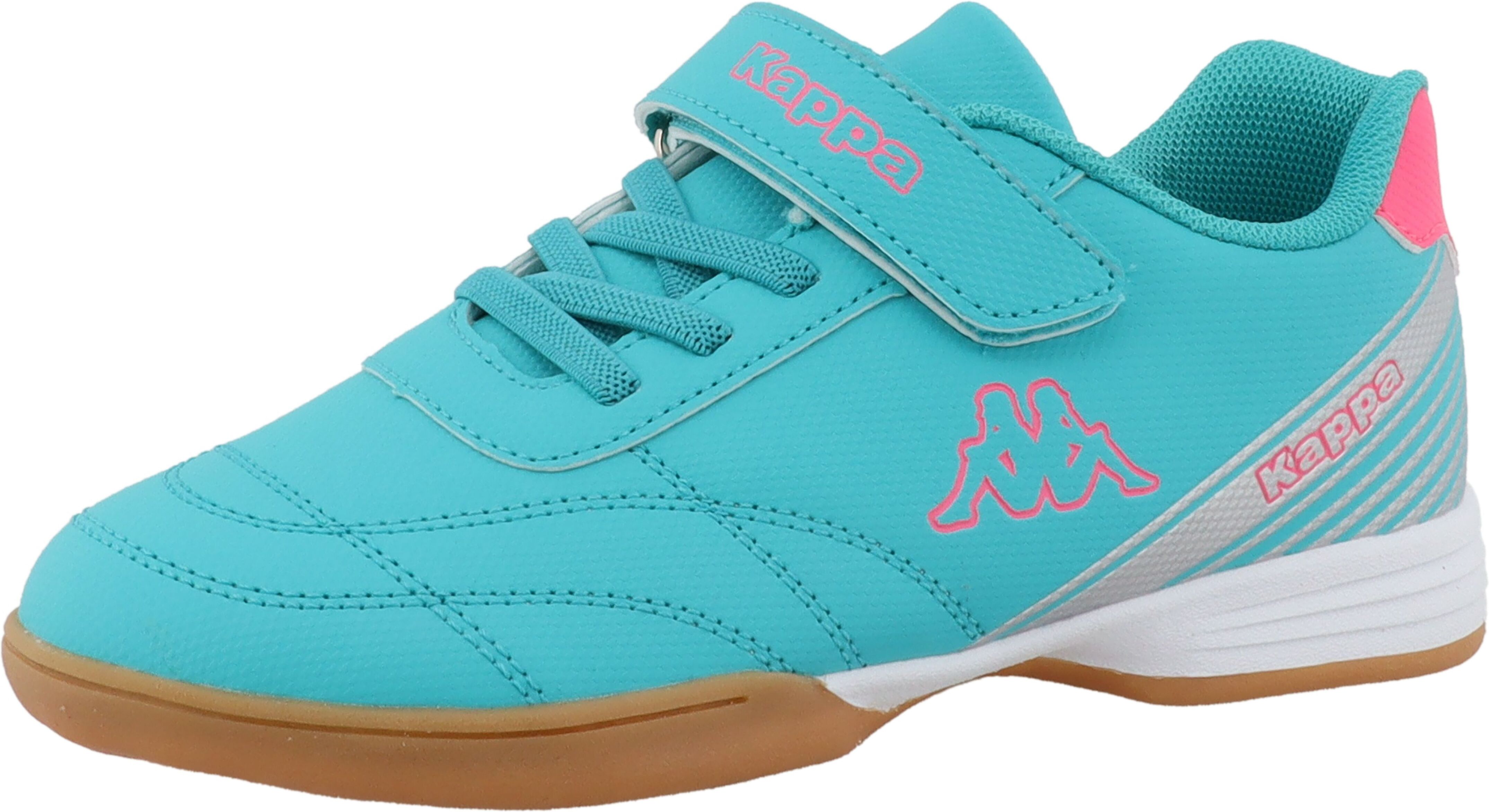 Hallenschuh KAPPA "Sonia", Mädchen, Gr. 31, Synthetik, blau (turkis, pink), Schuhe Hallenschuh, Indoor Sportschuhe, nicht abfärbende Sohle turkis, pink 31, Synthetik