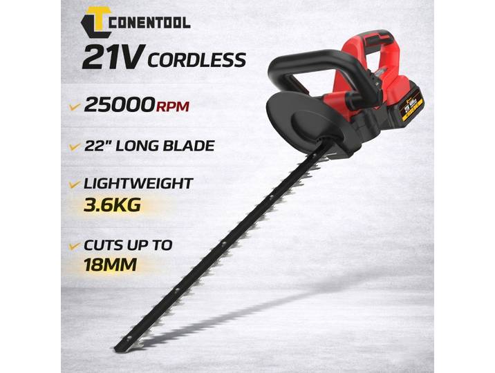 Taille-haie électrique Conentool 1800W, 25000 tr/min, 22 pouces, outil de jardinage et d'aménagement paysager, compatible avec la batterie Makita 21V